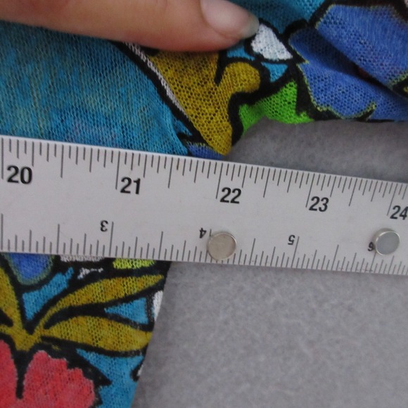 Ali Miles Top Tunic Large Petite Floral Colorful Mesh Lightweight Boho Beachy - Picture 6 of 11